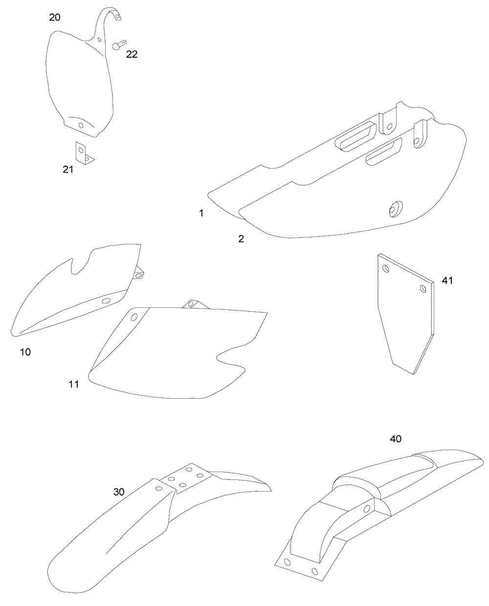 Verkleidungen, Rückstrahler und 