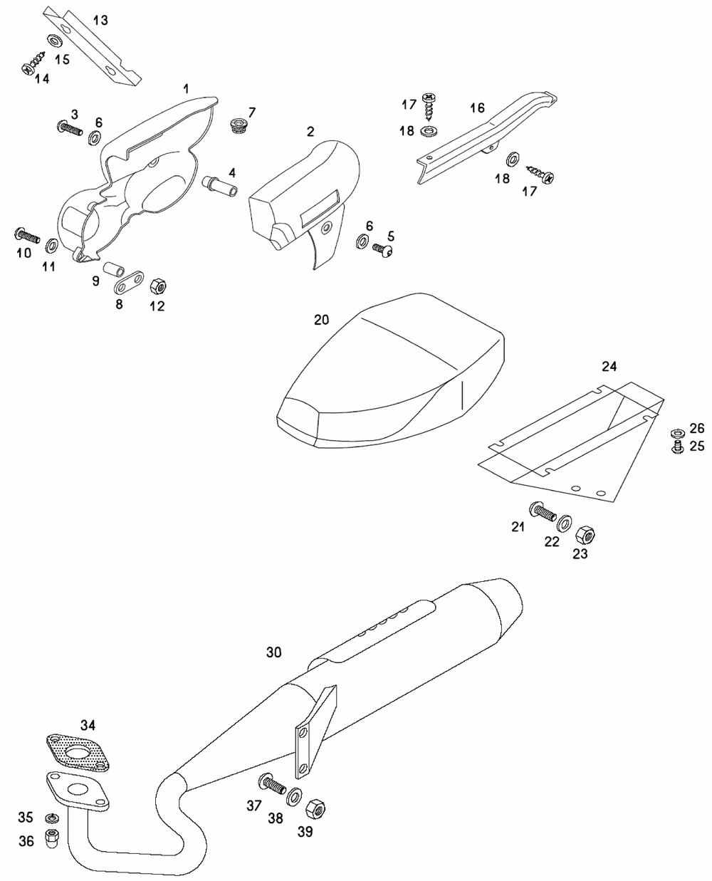 Auspuff, Verkleidungen & Sitz 45