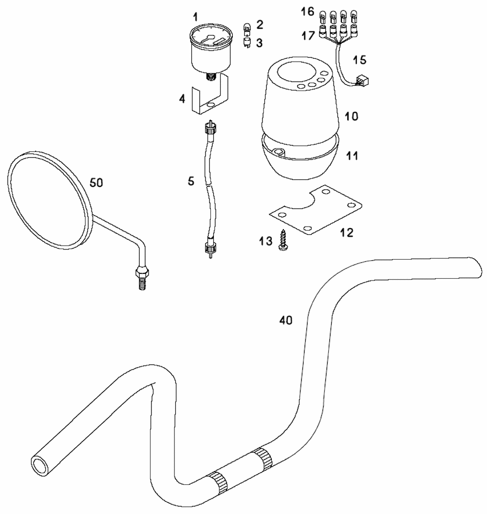Lenker, Spiegel & Tacho 45 km/h