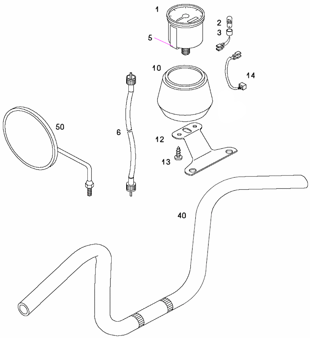 Lenker, Spiegel & Tacho 25 km/h