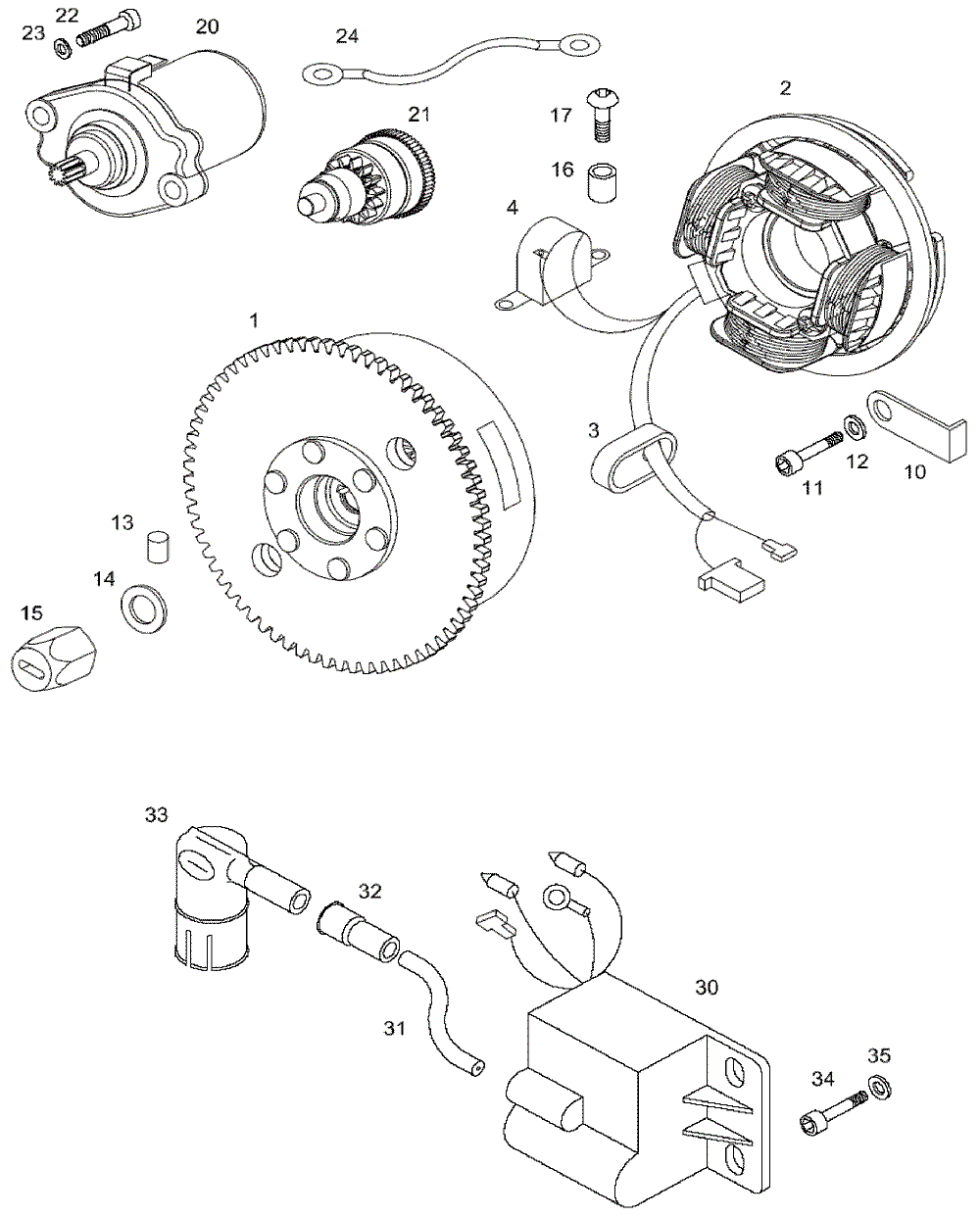 Lichtmaschine, Anlasser & Zündsp