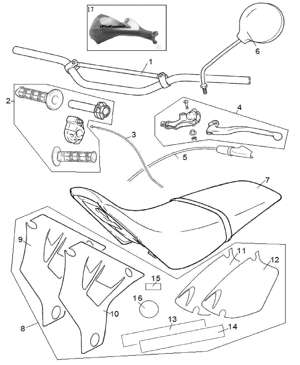 Lenker, Sitzbank & Aufkleber