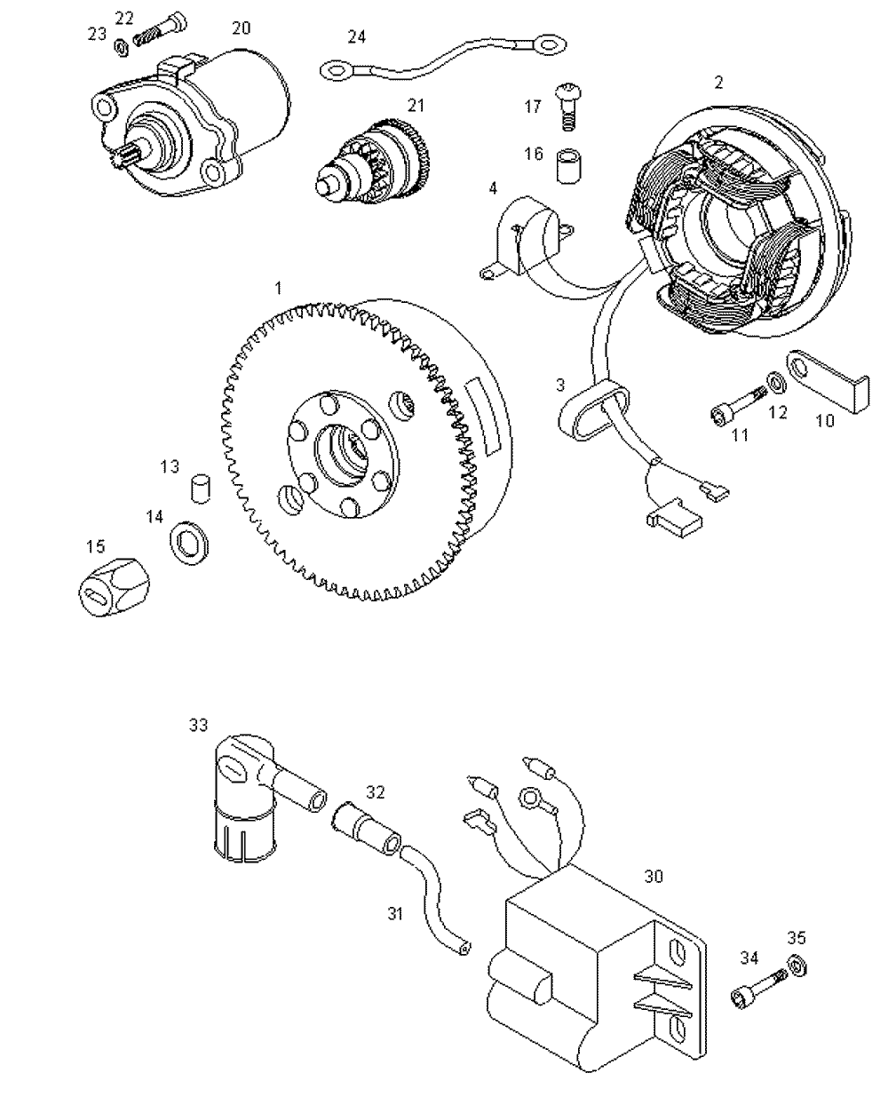 Lichtmaschine, Anlasser & Zündsp