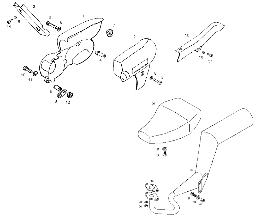 Auspuff, Verkleidungen & Sit