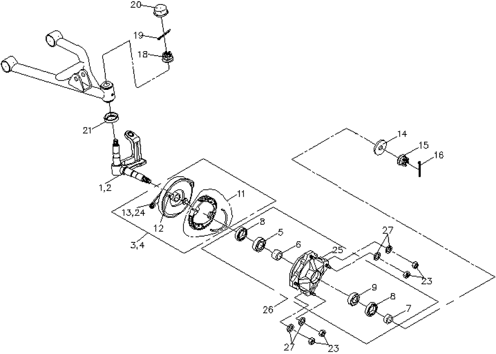Achsschenkel & Bremse vorne