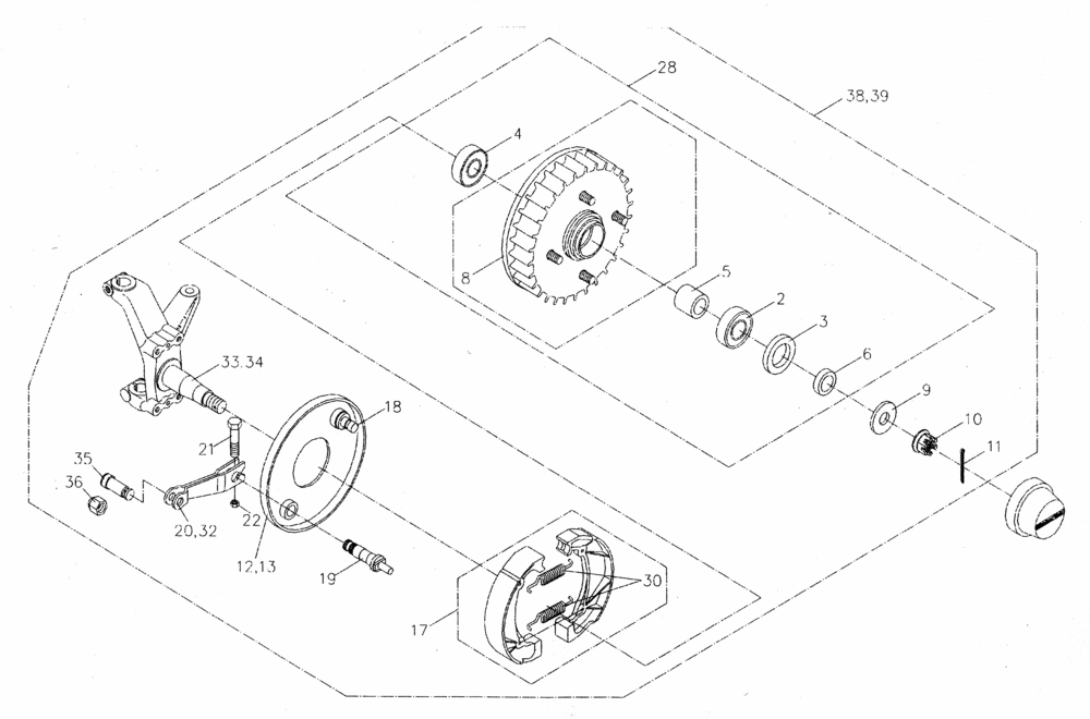 Bremse und Achsschenkel vorne